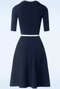 Online Vintage Chic for Topvintage Sandy Swing Jurk In Marineblauw