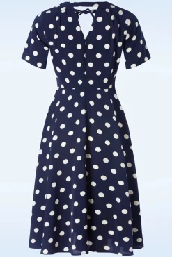 Shop Banned Retro Spot Set Sail Swing Jurk In Marineblauw