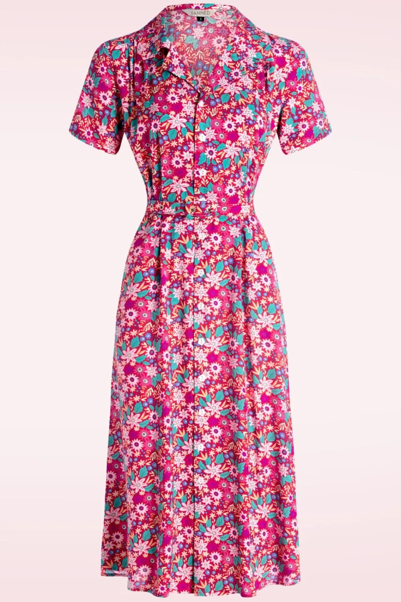 Cheap Banned Retro Tea Party Jurk In Rood En Multi