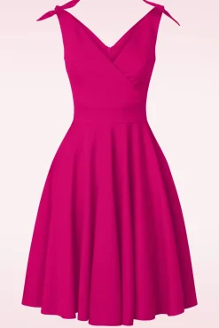 Cheap Glamour Bunny The Harper Swing Jurk In Telemagenta Roze