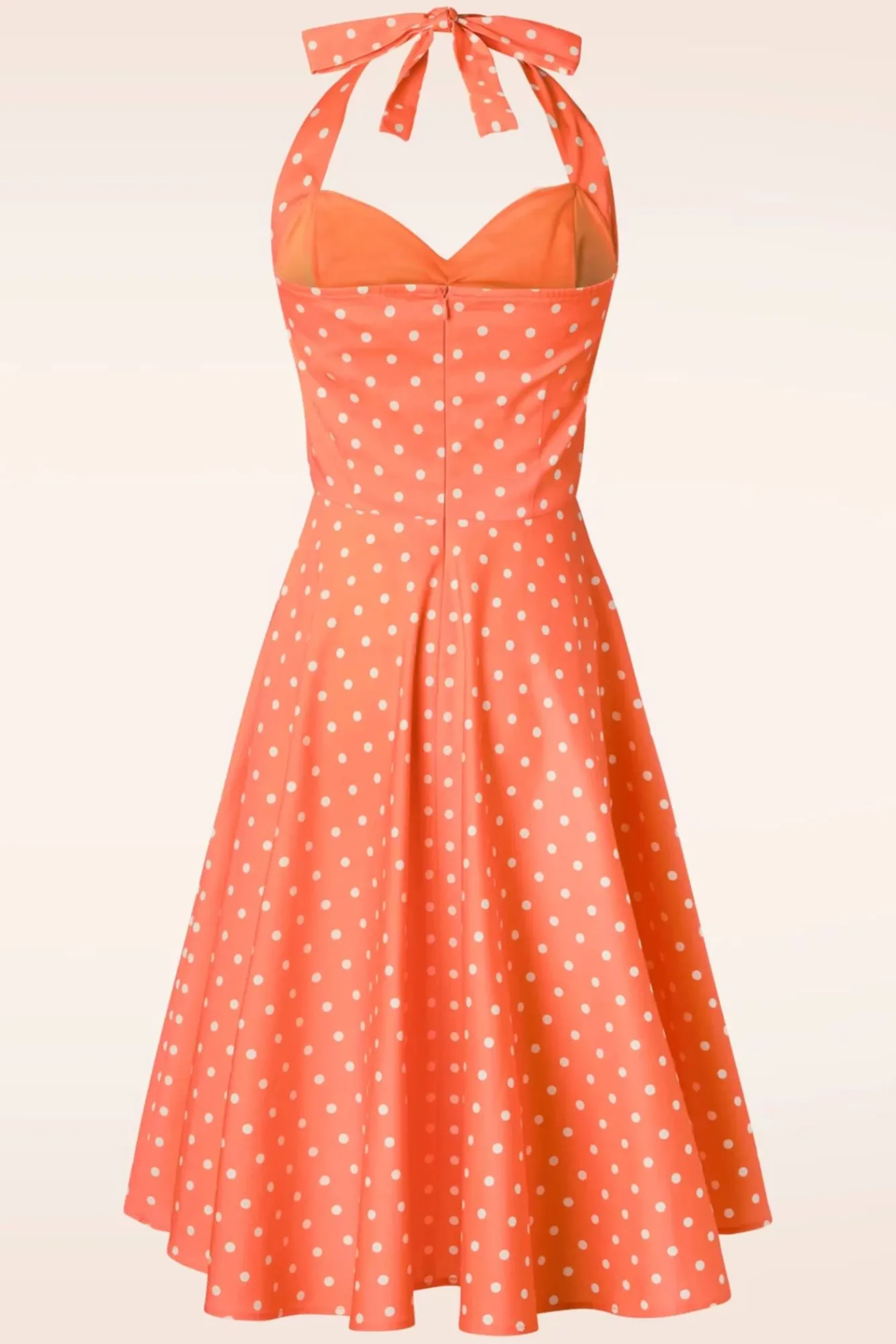 New Topvintage Boutique Collection Topvintage Exclusive ~ Bettie Polka Dot Swing Jurk In Oranje
