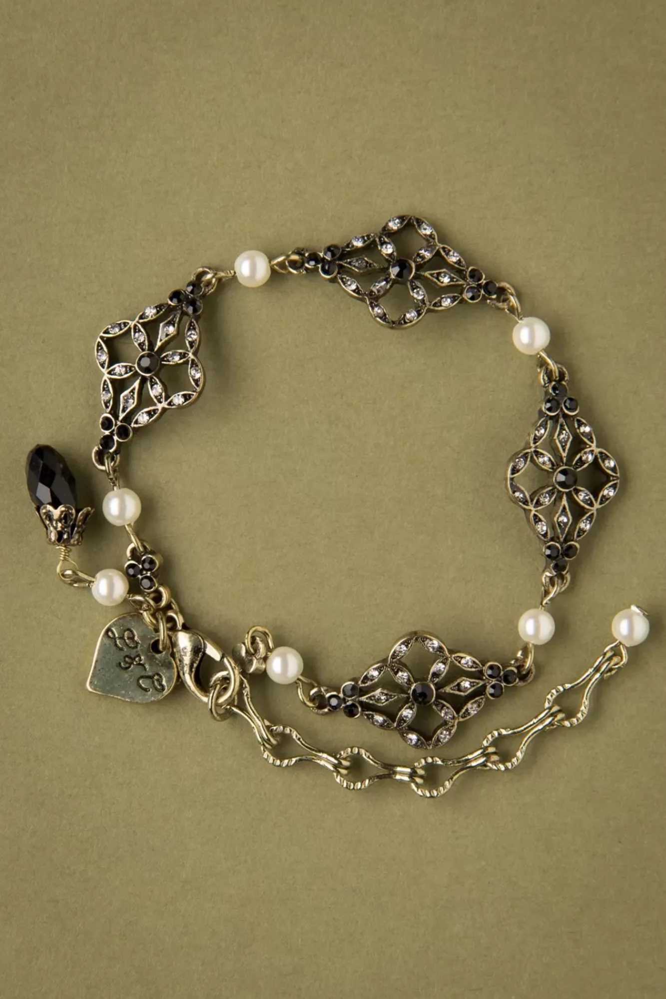 Store Lovely Victoriaanse Filigraan Armband In Zwart