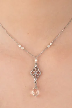 New Lovely Victorian Filigraan Ketting In Zilver En Glas