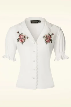 Cheap Vixen Vintage Geborduurde Bloemenblouse In Wit