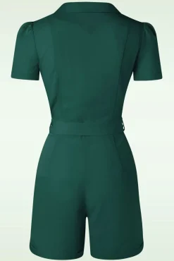 Fashion Banned Retro Viola Playsuit In Donker Groen